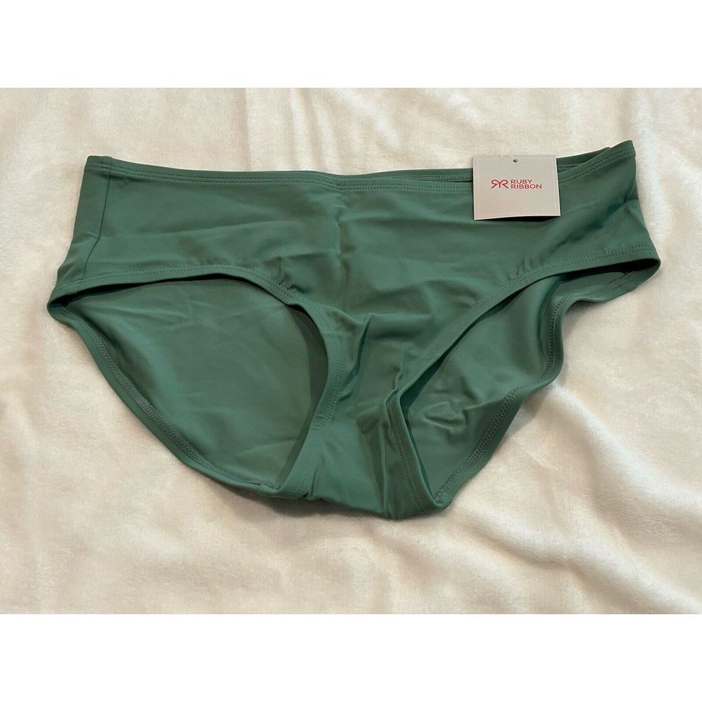 RUBY RIBBON LA JOLLA BIKINI SWIM BOTTOM GREEN‎ M NEW!